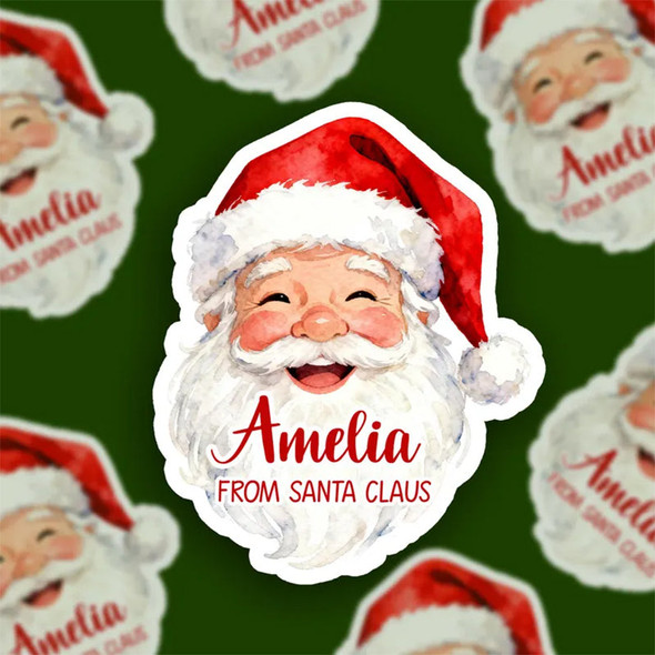 Personalized Santa Christmas Sticker/Christmas Name Tag
