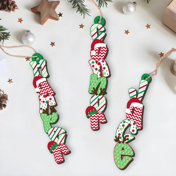 Custom Christmas Name Ornament: Reindeer Stocking Tag