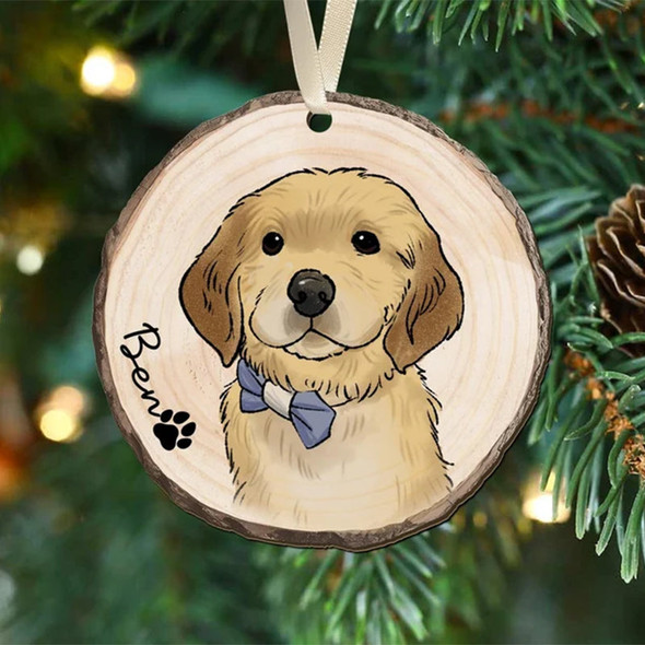 Pet Portrait Ornament, Custom Pet Ornament, Personalized Dog Ornament