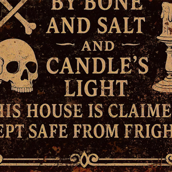Witcha??s Spell Metal Sign a?? Halloween Home Protection Poem