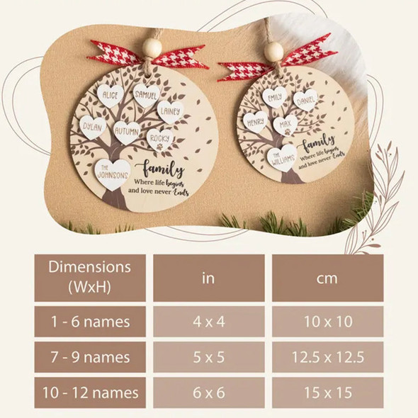 Personalized Family Tree Ornament, Family Gift