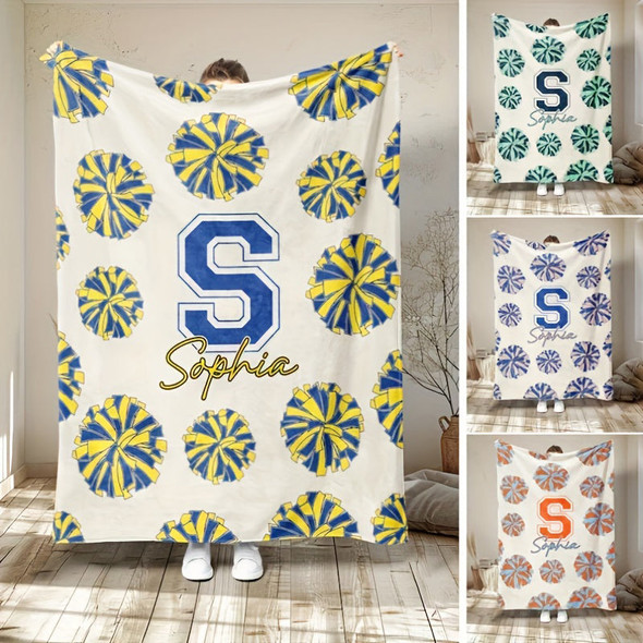 Custom Cheerleader Pom-Pom Blanket with Name