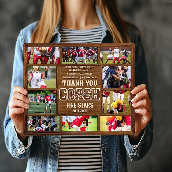 Personalized Football Wooden Plaque, Custom Photo On Wood