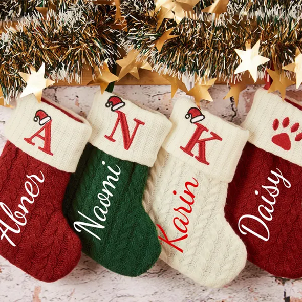 Personalized Mini Christmas Stockings with Names Family Knitted Christmas Stockings