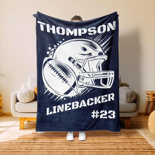 Football Blanket, Gift For Mom, Personalized Football Blanket