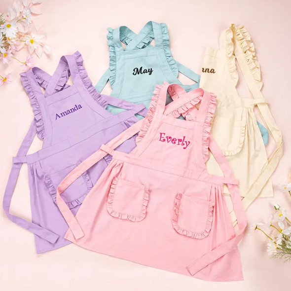 Kids Apron with Embroidered Name Toddler Cooking Apron