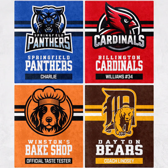 Custom Team Blanket, School Sport Team Logo Personalized Blanket With Name