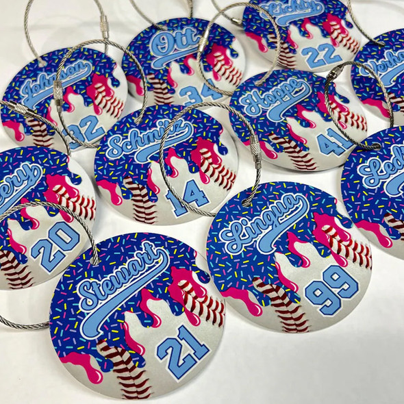 Baseball Drip Bag Tag, Aluminum Bag Tag, Baseball Gifts