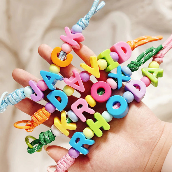 Personalized Name/Number Beaded Keyring Charm