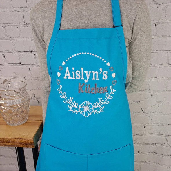 Customizable apron embroidered Personalized name kitchen apron with pockets