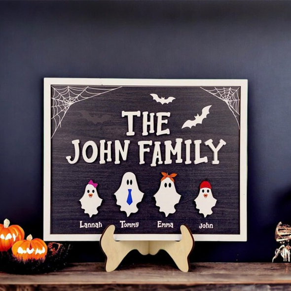 Custom Ghosts and Pets Decor, Halloween Sign with Stand
