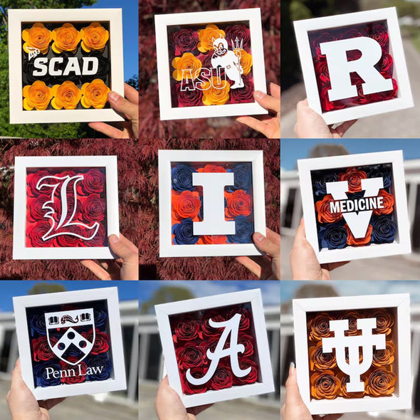 Flower Shadow Box - College Logo Graduation Gifts