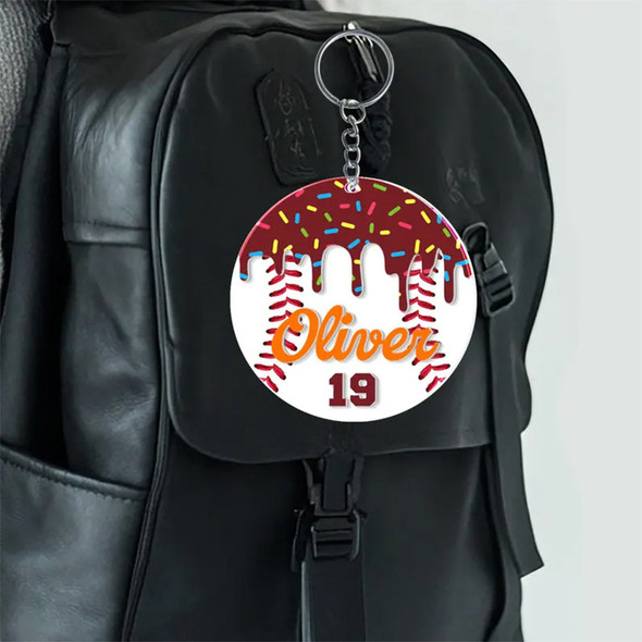 Personalized Baseball Lovers Gifts, Custom The Drip Baseball Keychain