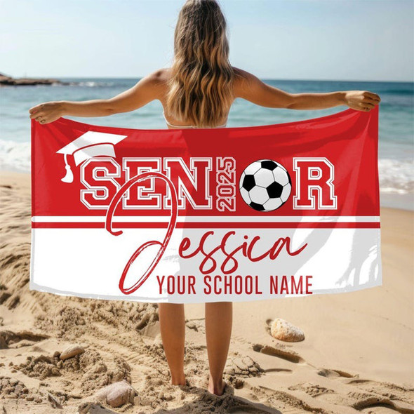 Personalized Senior Night Sport Beach Towel with Name and School Graduation Gift