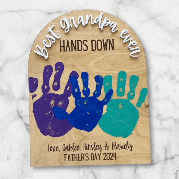 Best Dad Ever Hands Down, Gift for Grandpa, Kids handprint sign