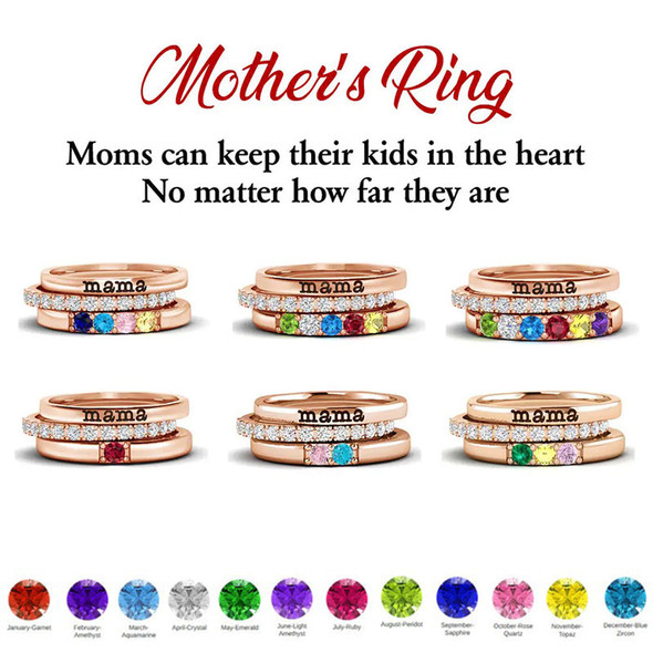 Birthstone Ring Set | Stackable Personalized Name Rings