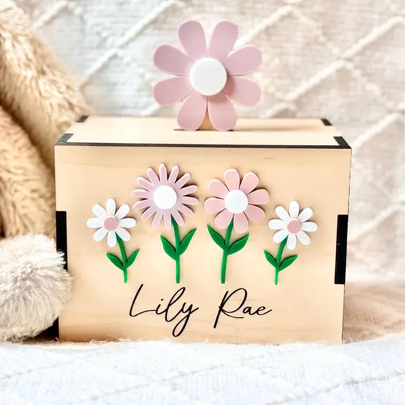 Personalized Flower Piggy Bank for girl - Baby Girl Gift