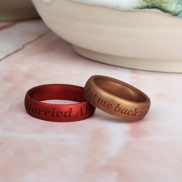 Engraved Silicone Ring for Men Women