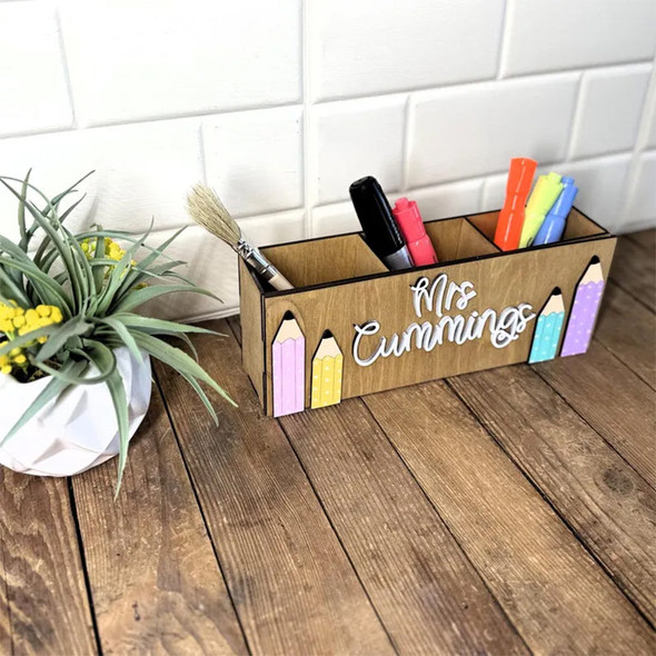Personalized Pencil Teacher Desk Organizer, Custom Teacher Desk Caddy