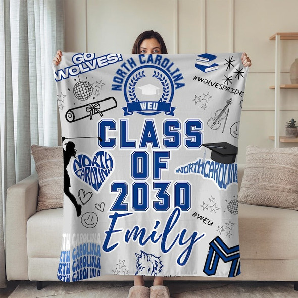 College Bed Party Customized College Blanket  Graduation Gift