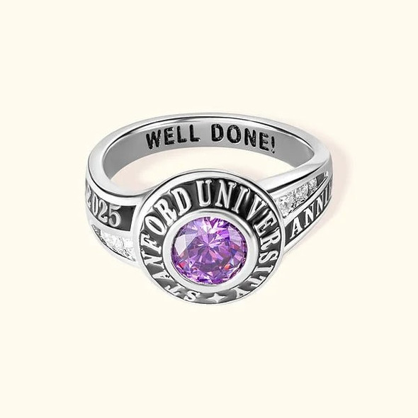 Personalized Engraved Birthstone Zircon Graduation Ring Graduation Gift
