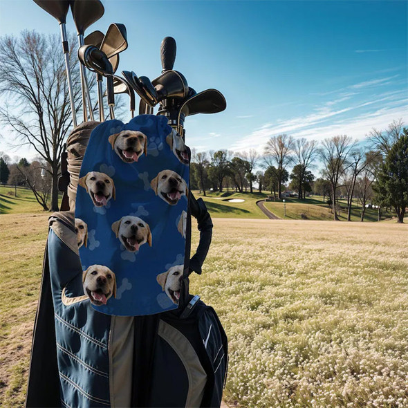 Personalized Pet Golf Towel - Funny Dog Face Photo on Golf Towel