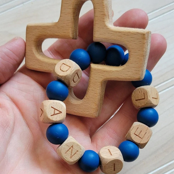 Personalized Silicone Decade Rattle Rosary, Baby and Child's First Rosary