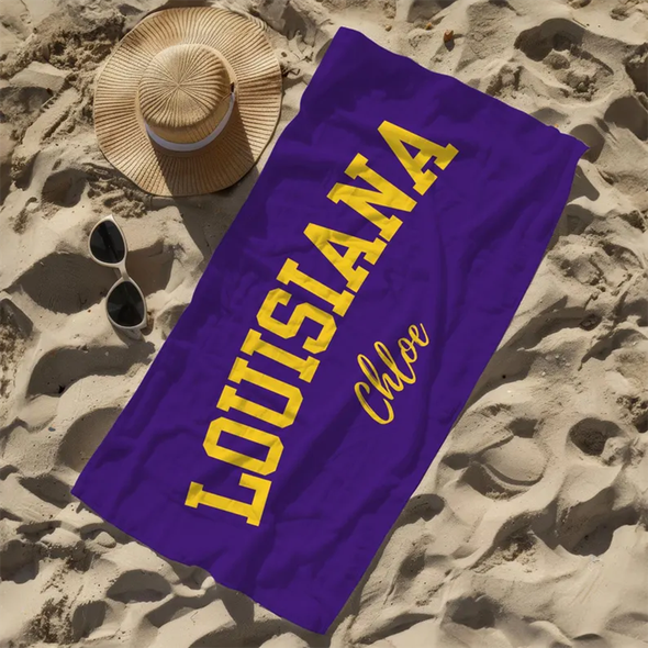 Custom College Beach Towel Graduation Gift Personalized Beach Towel School Spirit