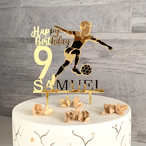 Custom Soccer Cake Topper a?? Personalized Name & Age