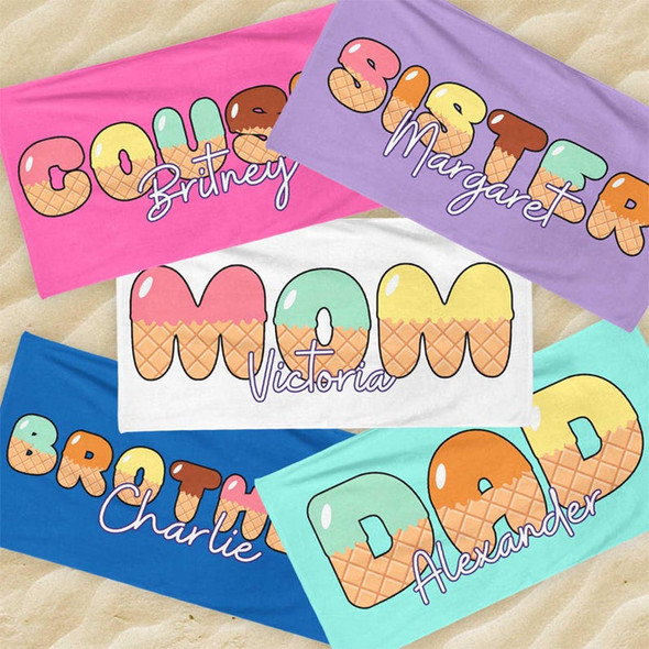 Family Matching Beach Towels, Personalized Family Gift