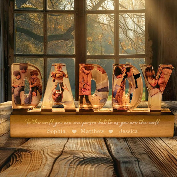 Daddy To Us You Are The World Photo Collage Personalized LED Night Light