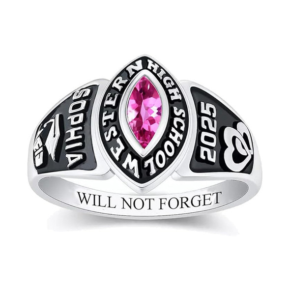 Class rings for women, high school graduation silver ring Graduation Gift