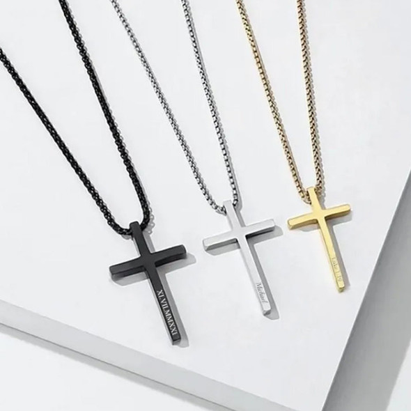 Personalized CROSS NECKLACE Men Women Boys Girls Catholic Christian