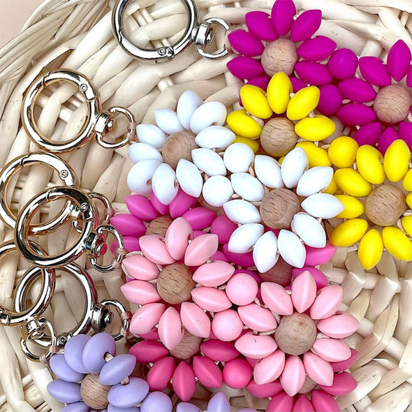 Personalized Daisy Flower Name Keychain Birthday Party Favors Custom Flower Girl