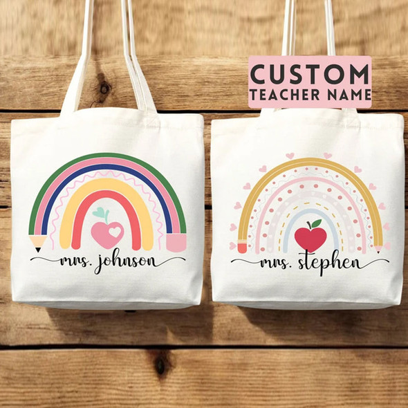 Teacher Appreciation Gift Tote Bag Canvas Custom Teacher Gift Personalized School Bag