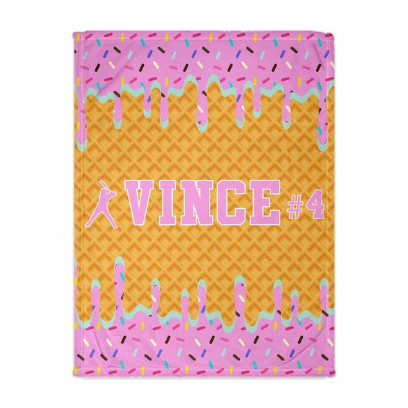 Personalized Baseball Blanket, Custom Ice Cream Drip Throw