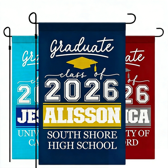 Personalized Graduation Garden Flag w/ Name & School Name