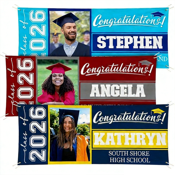 Personalized Graduation Banner w/ Photo, Name & School