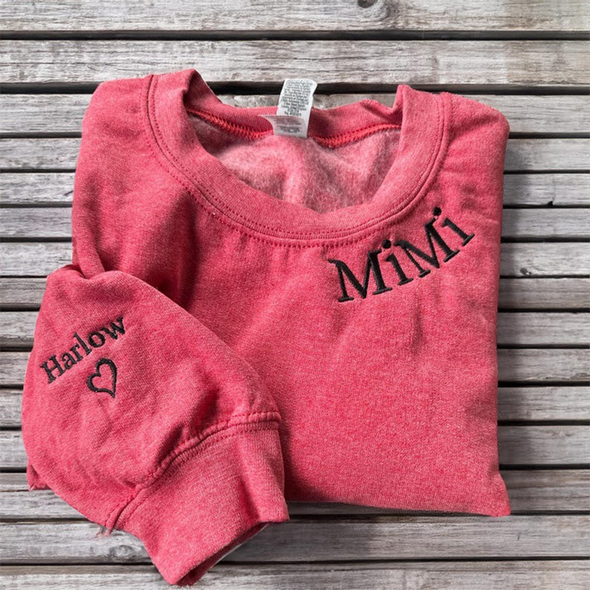 Custom Mama Sweatshirt with Kids Name on Sleeve
