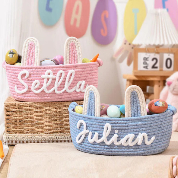 Personalized Easter Basket for Kids, Name Easter Bunny Basket