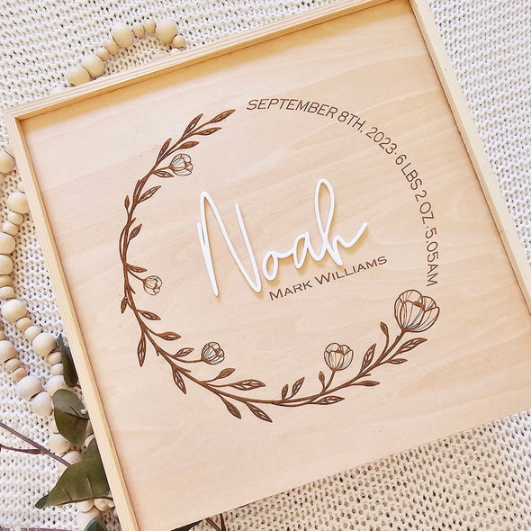 Memory box, Wooden keepsake box, Custom memory box, New baby box