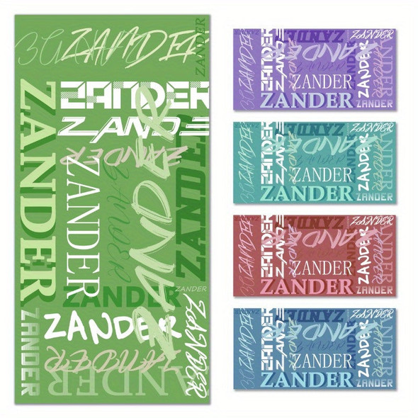 Custom Beach Towel with Vibrant Typography Design a?? Personalized Text & Colorful Patterns
