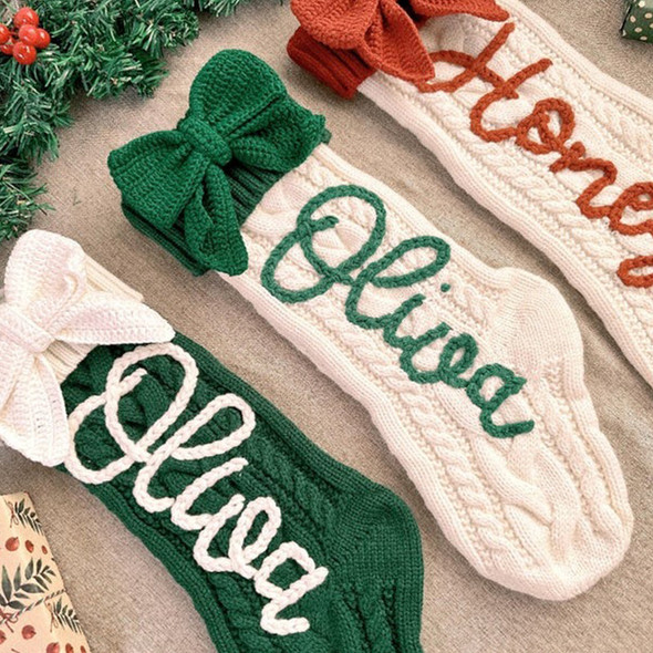 Cute Bow Personalized Christmas Stocking