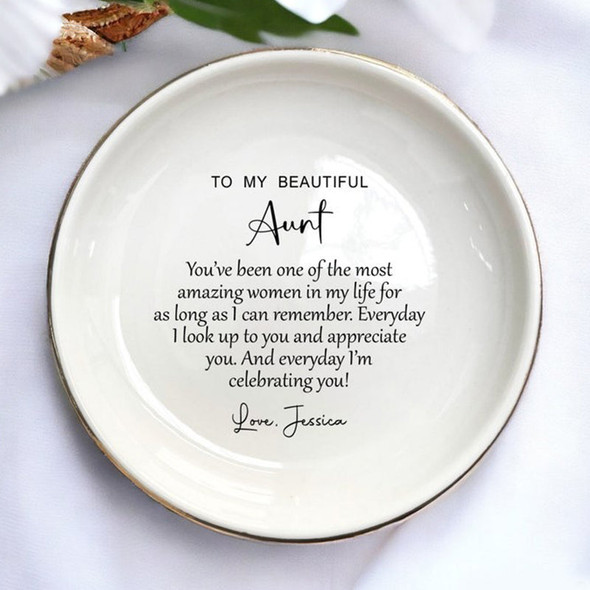 To My Beautiful Aunt Ring Dish-Custom Jewelry Holder For Aunt Mom Women