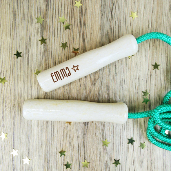 Personalised Wood & Coloured Children's Skipping Rope with Any Name