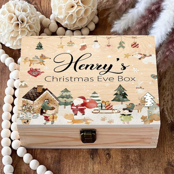 Personalized Christmas Eve Box For Kids, Christmas Santa Wooden Gift Box