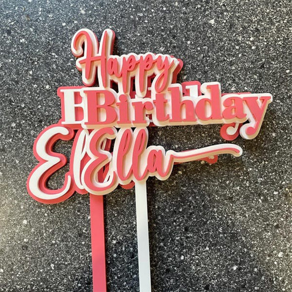 Personalised Double Layer Topper Swirly Style, Wedding Cake Topper