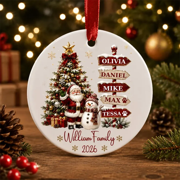 Personalized Family Christmas Ornament , Custom Name Signpost Ornament