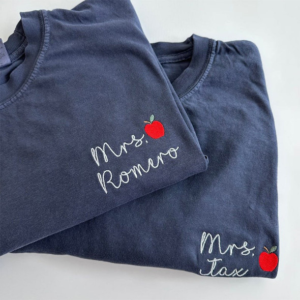 Comfort Colors Custom Embroidered Teacher Name