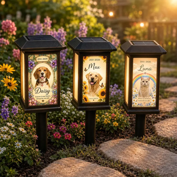 Personalized Pet Memorial Solar Light, Custom Dog Cat Garden Stake,